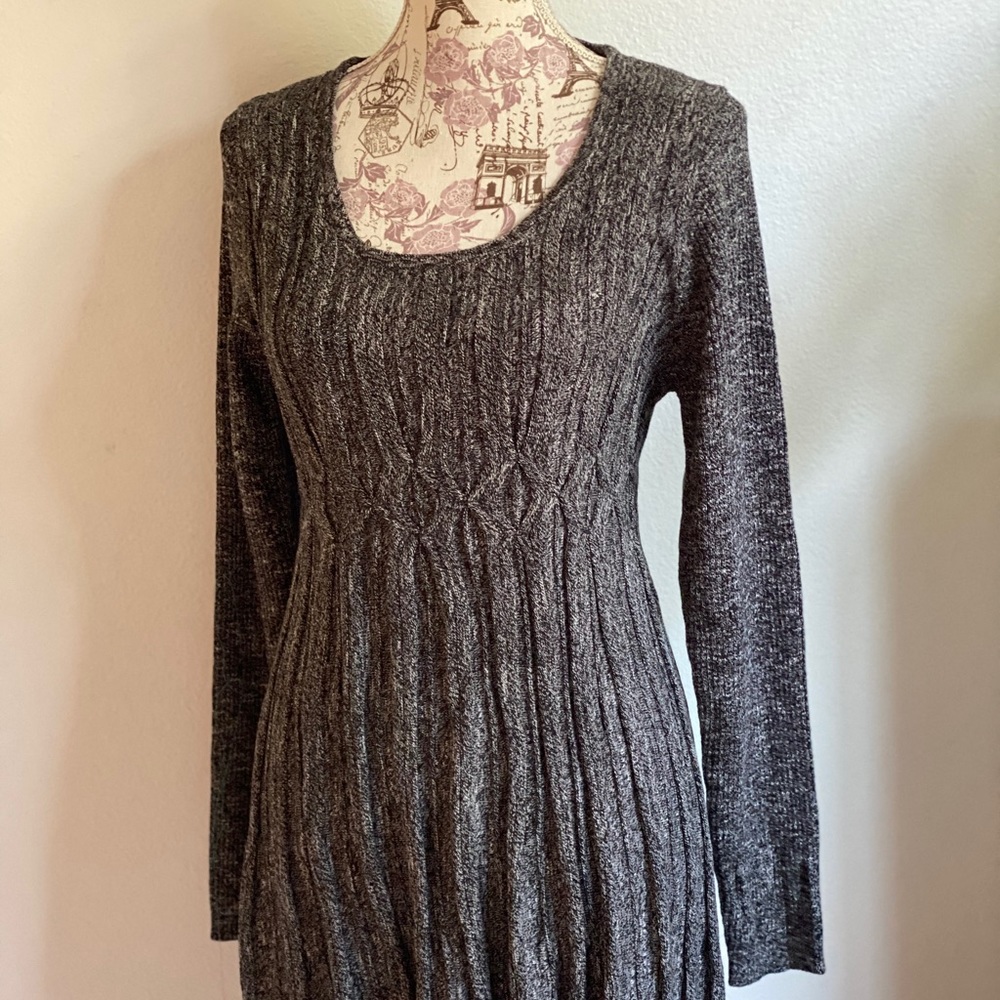 Long sleeve grey and black dress